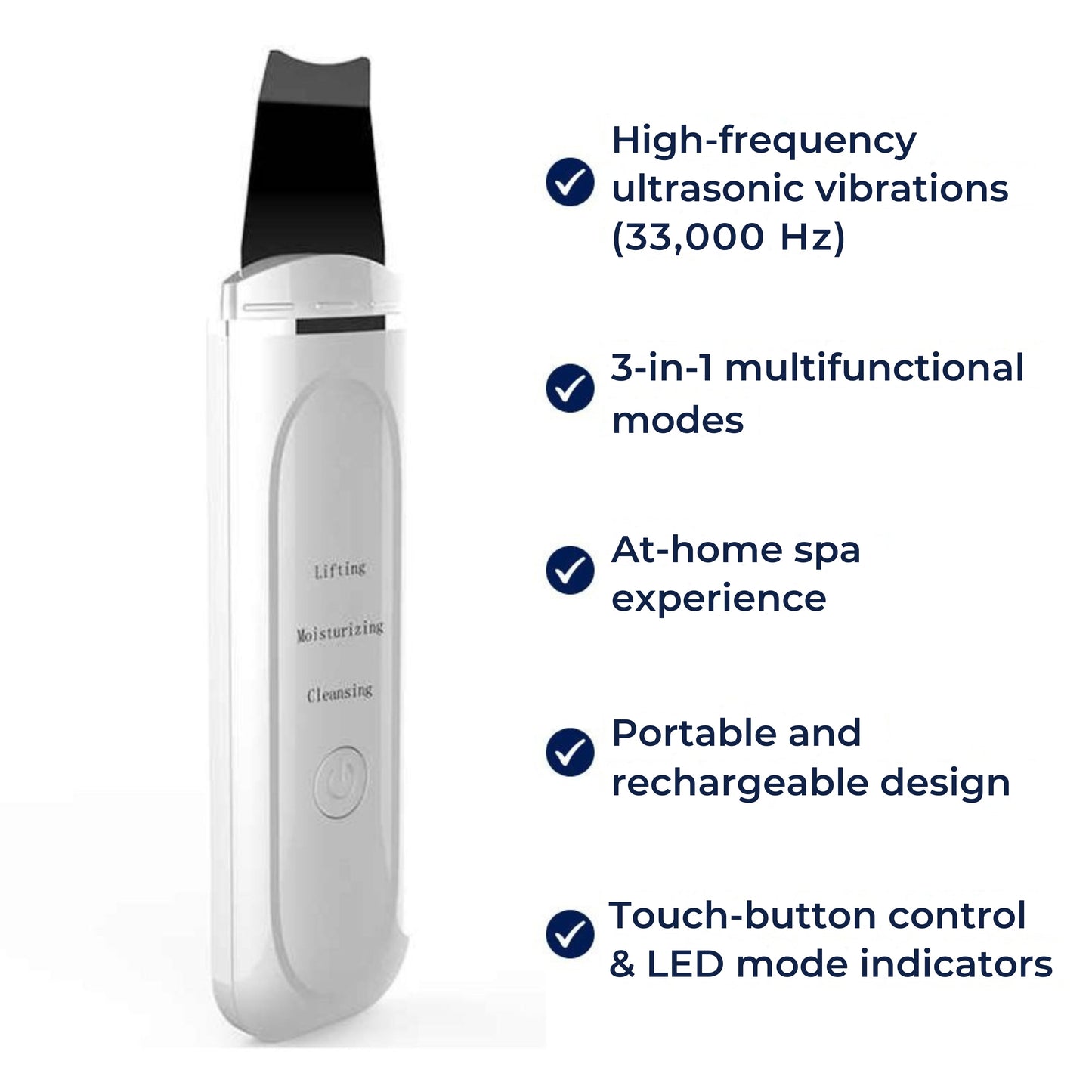 Ultrasonic Facial Cleansing Wand | 33,000 Vibrations | At-Home Skincare Tool