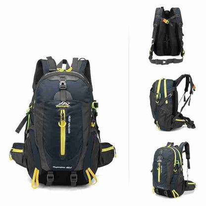 40L Waterproof Hiking Backpack | Adjustable Straps | Padded Back Panel | Blue, Black & Grey