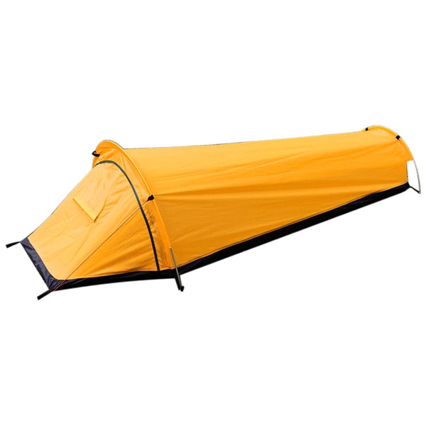 1-Person Camping Tent | Waterproof PU2000 & PU3000 | Aluminium Poles | 0.7kg | Green & Orange