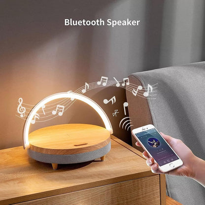 LED Desk Lamp with Bluetooth Speaker & Wireless Charger | Bluetooth 5.0 | 10W Qi Charging | White