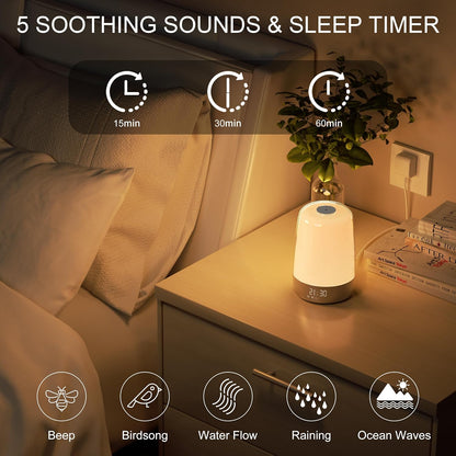 Sunrise Alarm Clock | Wake-Up Light with Natural Sounds | Dimmable Night Light | USB-C Rechargeable