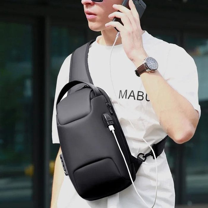 Waterproof Crossbody Bag | Anti-Theft Hidden Zip | USB 3.0 Charging Port | Oxford | Unisex
