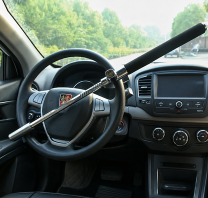 Steering Wheel Lock | Hardened Steel & Zinc Alloy | Adjustable Universal Fit | Cars, SUVs & Vans