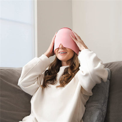 Hot & Cold Migraine Gel Head Wrap with Reusable Inserts | Adjustable Fit | No Power | Black & Pink