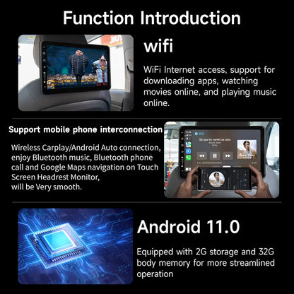 Car Headrest Screen | Bluetooth HD Display | Rear Seat Entertainment System