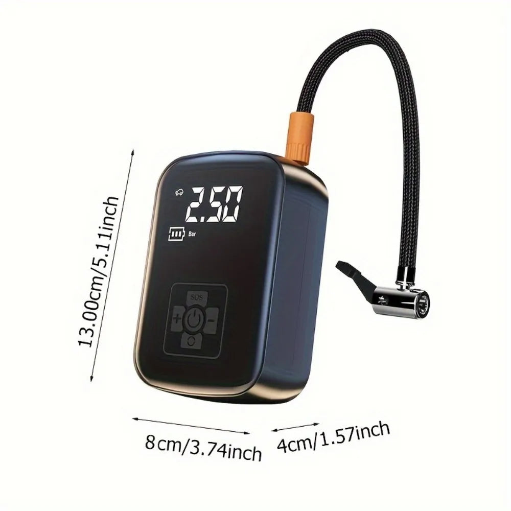 Digital Display Air Pump Portable Smart Rechargeable Air Compressor LED Light  Automatic Wireless Tire Inflation for Car Motorcycle Boat Tyre Balls