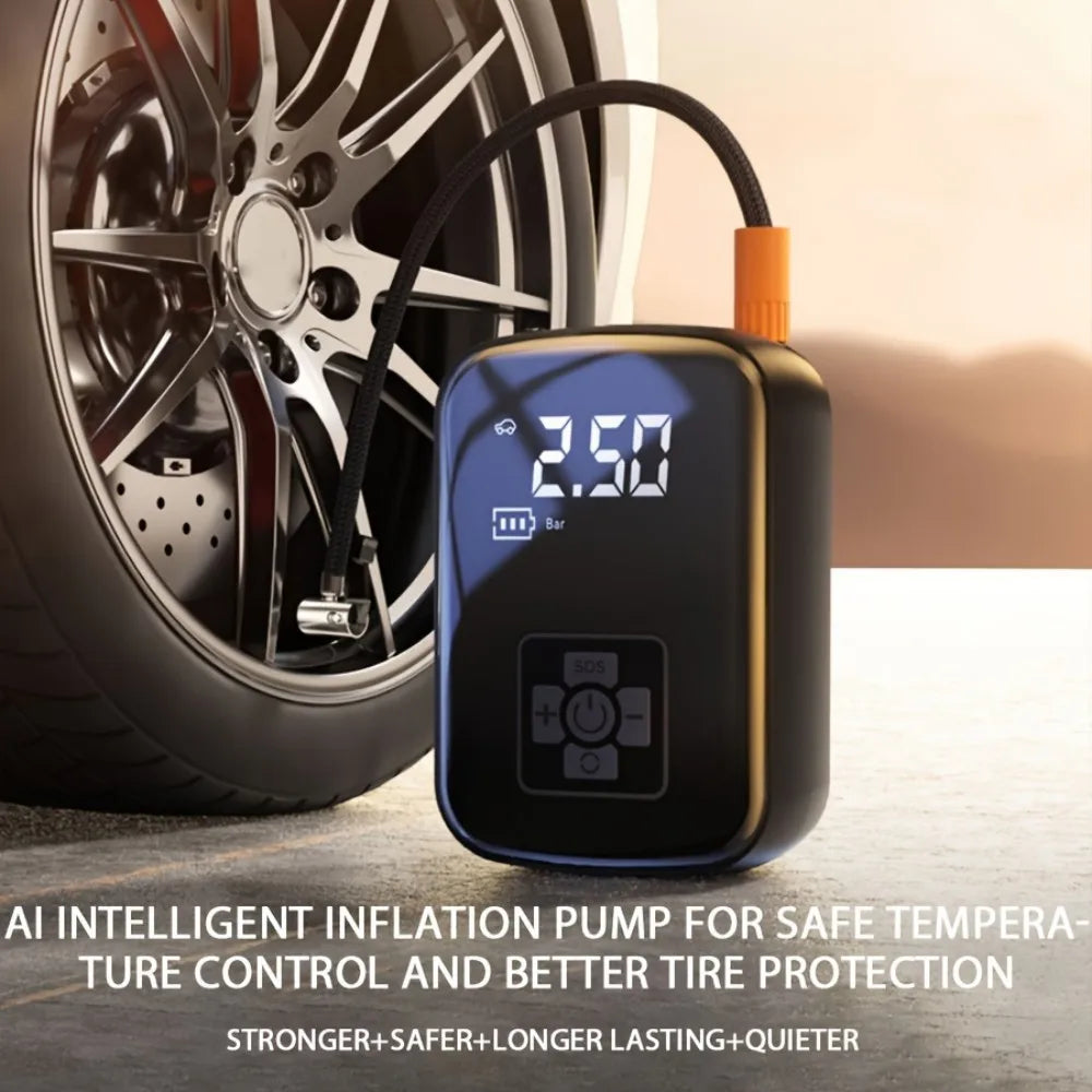 Digital Display Air Pump Portable Smart Rechargeable Air Compressor LED Light  Automatic Wireless Tire Inflation for Car Motorcycle Boat Tyre Balls