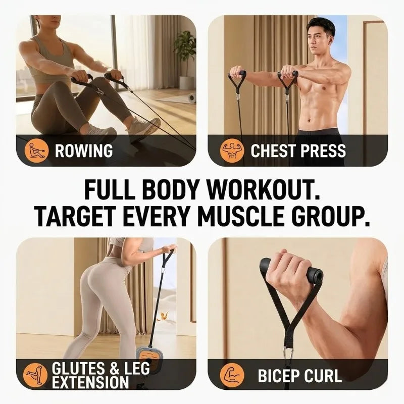 Portable Cable Machine & Rowing Trainer | Resistance Bands | Full Body | Adjustable | 2 Colours