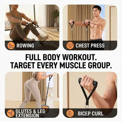 Portable Cable Machine & Rowing Trainer | Resistance Bands | Full Body | Adjustable | 2 Colours