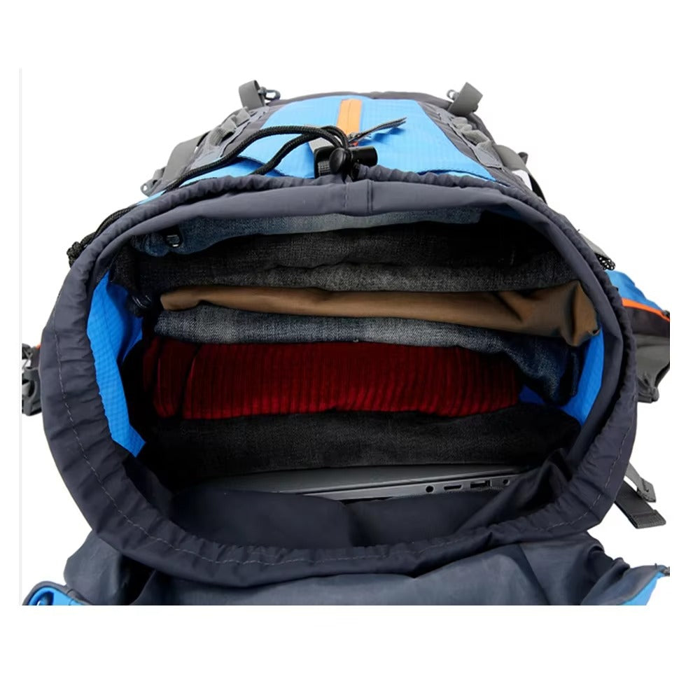 70L Tactical Backpack | Waterproof Nylon | Padded Straps | Dark Blue, Light Blue & Black