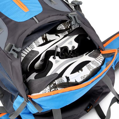 70L Tactical Backpack | Waterproof Nylon | Padded Straps | Dark Blue, Light Blue & Black