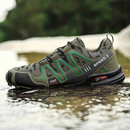 Waterproof Hiking Boots | Non-Slip Rubber Sole | Breathable Upper | Green, Grey & White | EU 39–47