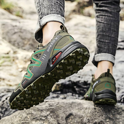 Waterproof Hiking Boots | Non-Slip Rubber Sole | Breathable Upper | Green, Grey & White | EU 39–47