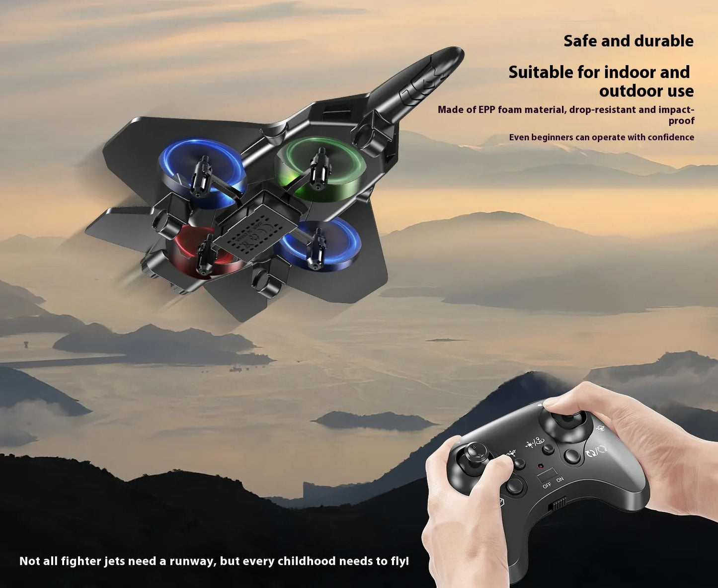 Kids LED Foam Drone | Crash-Resistant | Remote Control | Beginner | Ages 5+ | Blue & Red