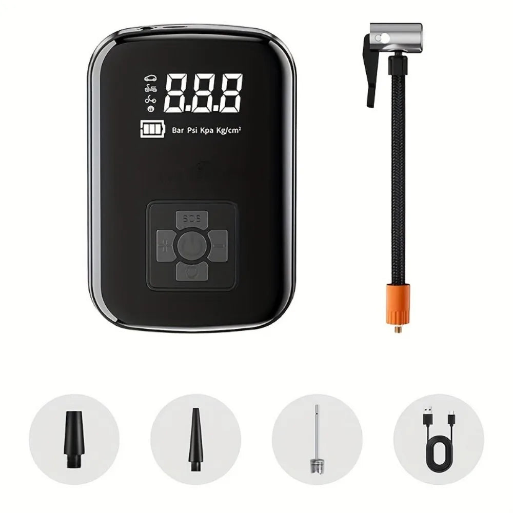 Digital Display Air Pump Portable Smart Rechargeable Air Compressor LED Light  Automatic Wireless Tire Inflation for Car Motorcycle Boat Tyre Balls