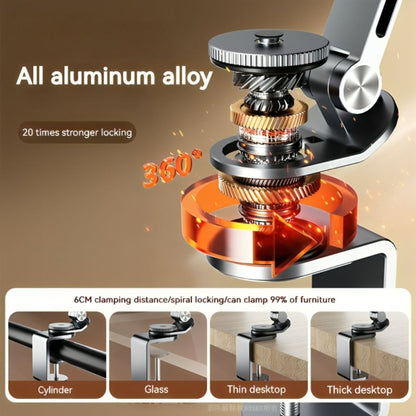 Tablet & Phone Stand | 360 Degree Rotation | Aluminium | Adjustable Height & Tilt | Desk & Bedside