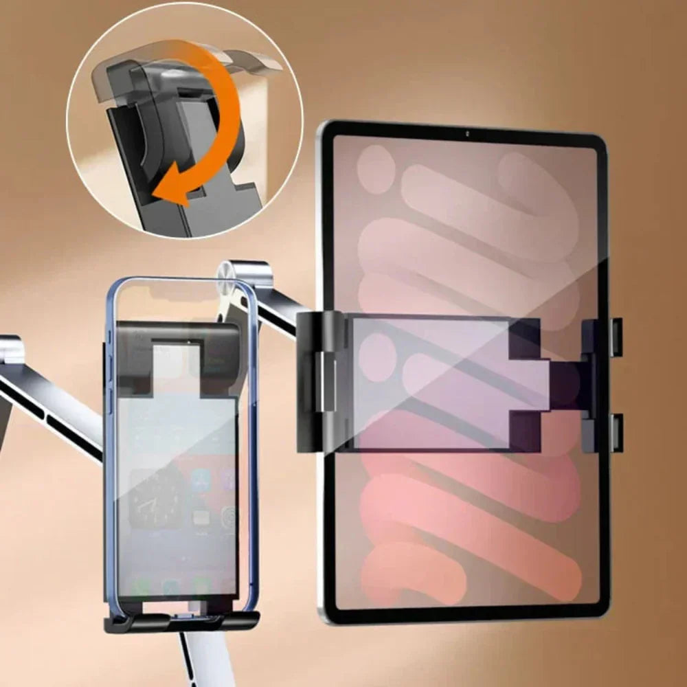 Tablet & Phone Stand | 360 Degree Rotation | Aluminium | Adjustable Height & Tilt | Desk & Bedside