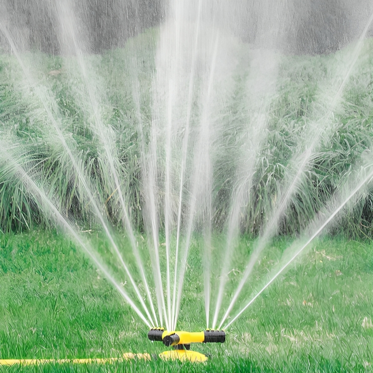 360° Rotating Garden Sprinkler | 4 Adjustable Nozzles | Expandable Reach | Hose Compatible