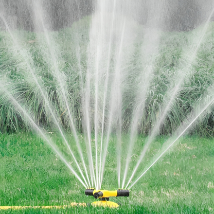 360° Rotating Garden Sprinkler | 4 Adjustable Nozzles | Expandable Reach | Hose Compatible