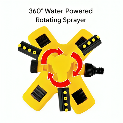 360° Rotating Garden Sprinkler | 4 Adjustable Nozzles | Expandable Reach | Hose Compatible