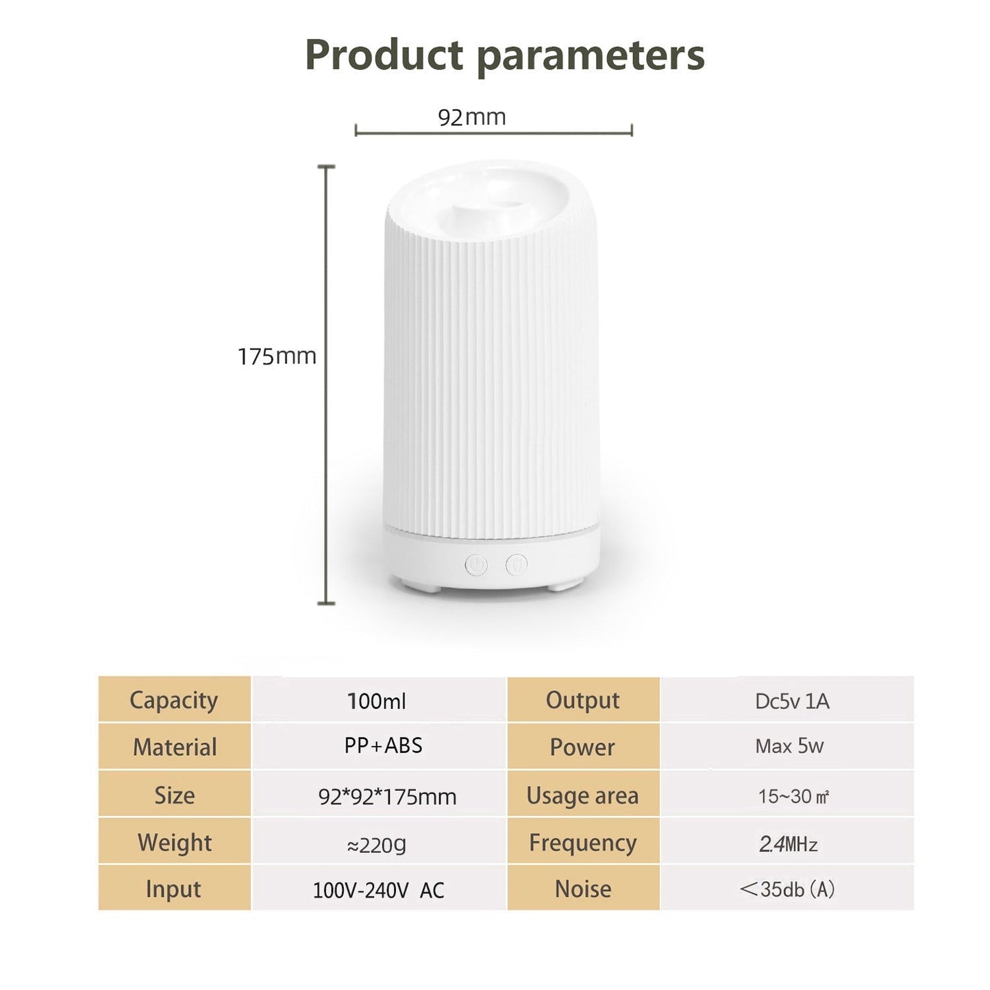 Cool Mist Humidifier & Diffuser | 100ml | 36dB | 8hr+ | Remote Control | White & Wood Grain