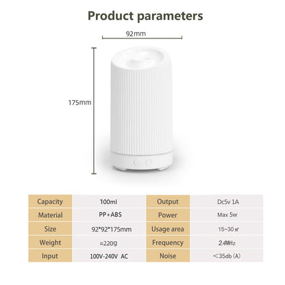 Cool Mist Humidifier & Diffuser | 100ml | 36dB | 8hr+ | Remote Control | White & Wood Grain