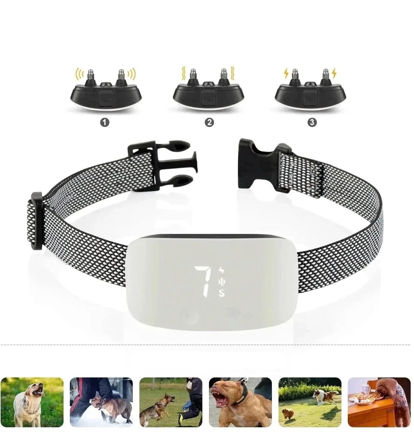 Anti-Bark Dog Collar | Nylon | IP67 Waterproof | USB Rechargeable | Adjustable for All Breeds