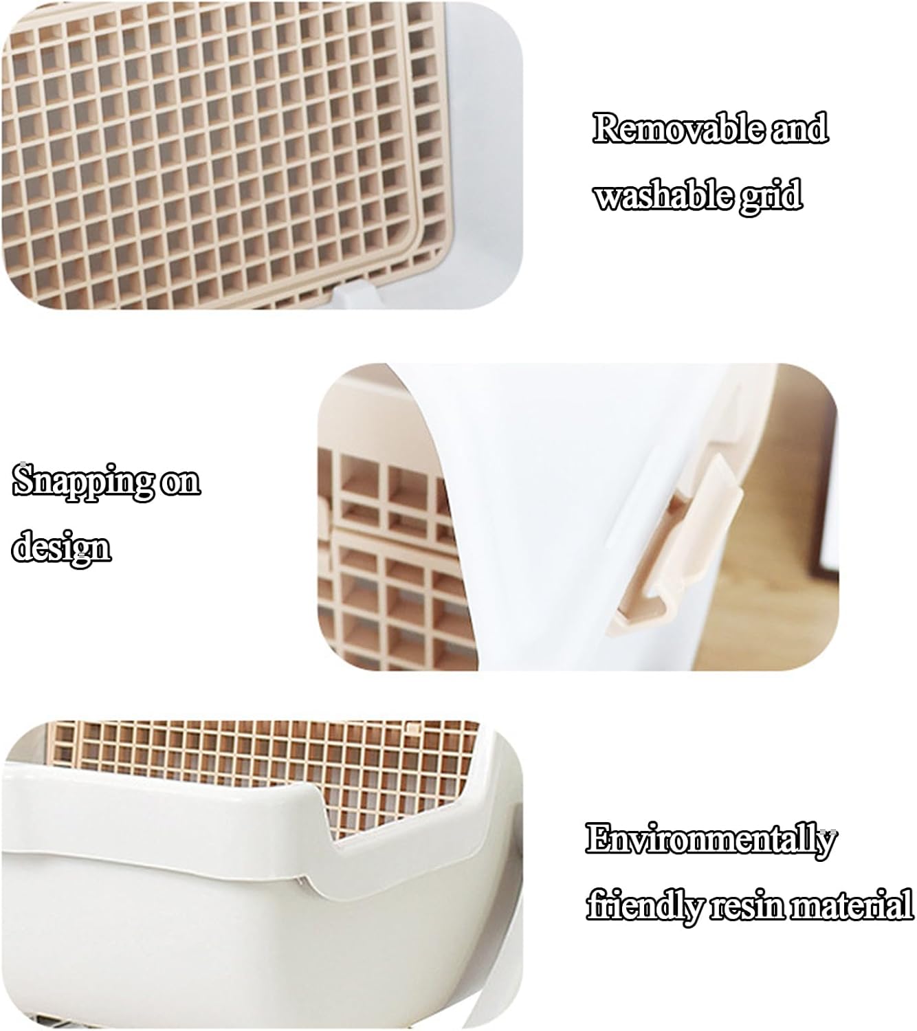 Automatic Cat Litter Box | Tipping Tray | Odour Control | Open Top | 50x50x46cm | Beige & Grey