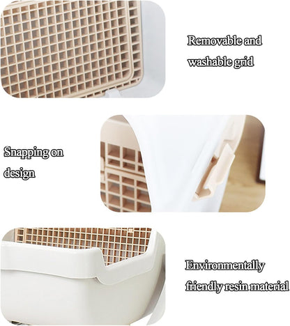 Automatic Cat Litter Box | Tipping Tray | Odour Control | Open Top | 50x50x46cm | Beige & Grey