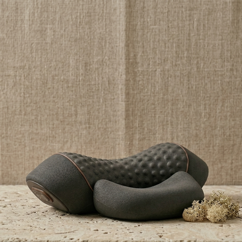 Cervical Massage Pillow | 42°C Heat Therapy | Deep Tissue Vibration | Air Decompression | Grey