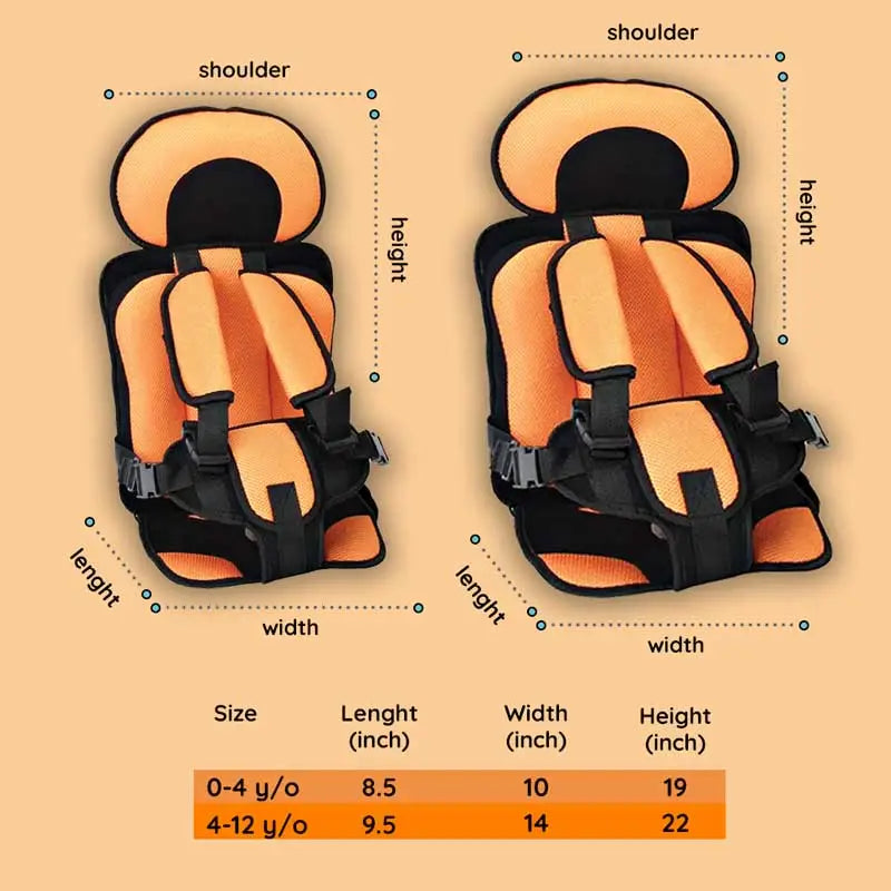 Child Car Seat Cushion | Integrated Seatbelt Guide | Ages 0–12 | Small & Large | 8 Colours