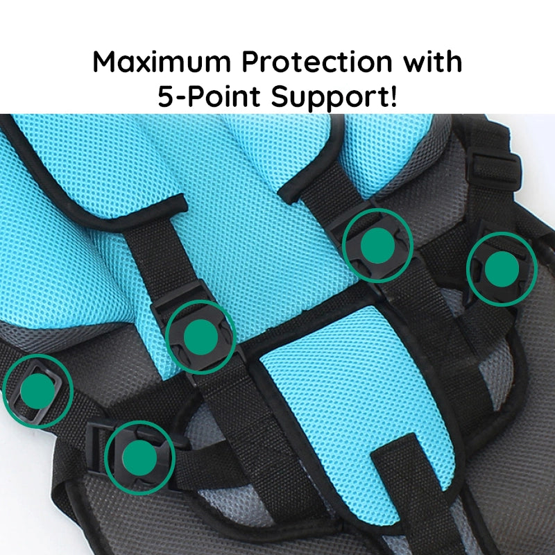 Child Car Seat Cushion | Integrated Seatbelt Guide | Ages 0–12 | Small & Large | 8 Colours