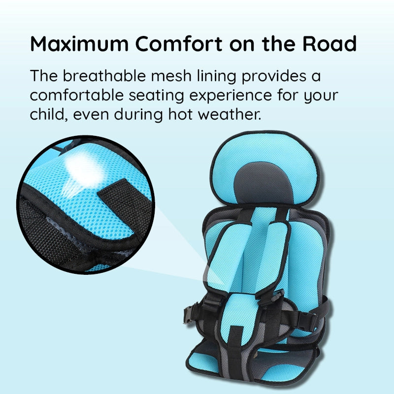 Child Car Seat Cushion | Integrated Seatbelt Guide | Ages 0–12 | Small & Large | 8 Colours
