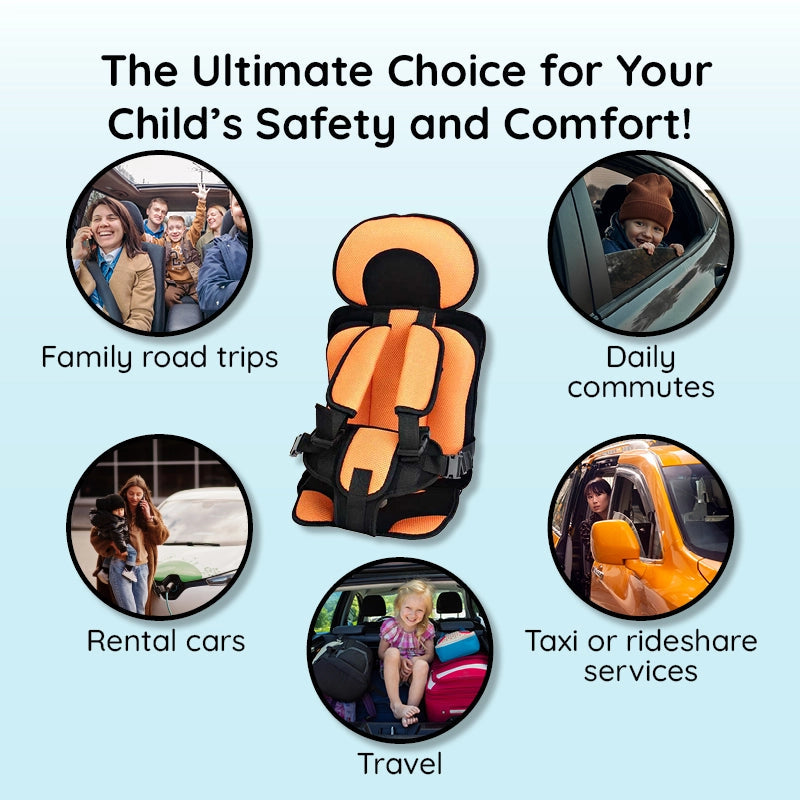 Child Car Seat Cushion | Integrated Seatbelt Guide | Ages 0–12 | Small & Large | 8 Colours