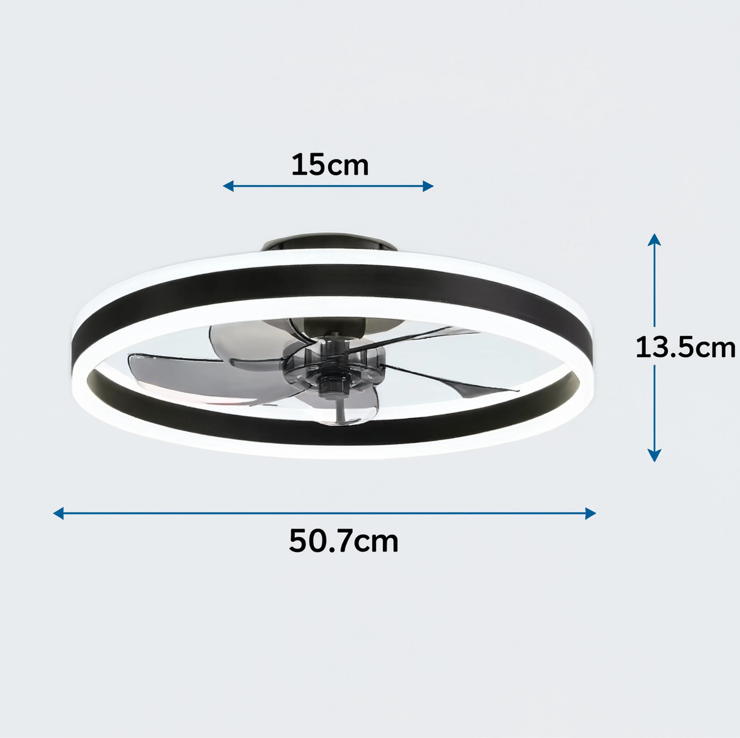 Ceiling Fan with LED Light | 50cm | 6 Speeds | 3 Colour Temperatures | Remote
