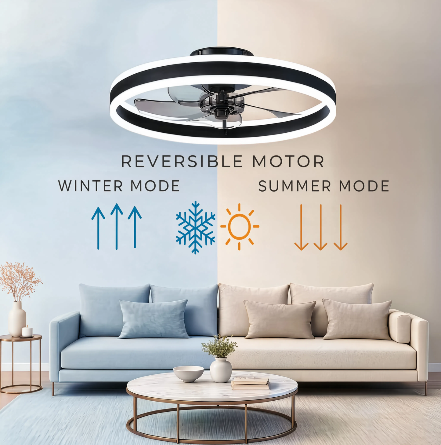 Ceiling Fan with LED Light | 50cm | 6 Speeds | 3 Colour Temperatures | Remote