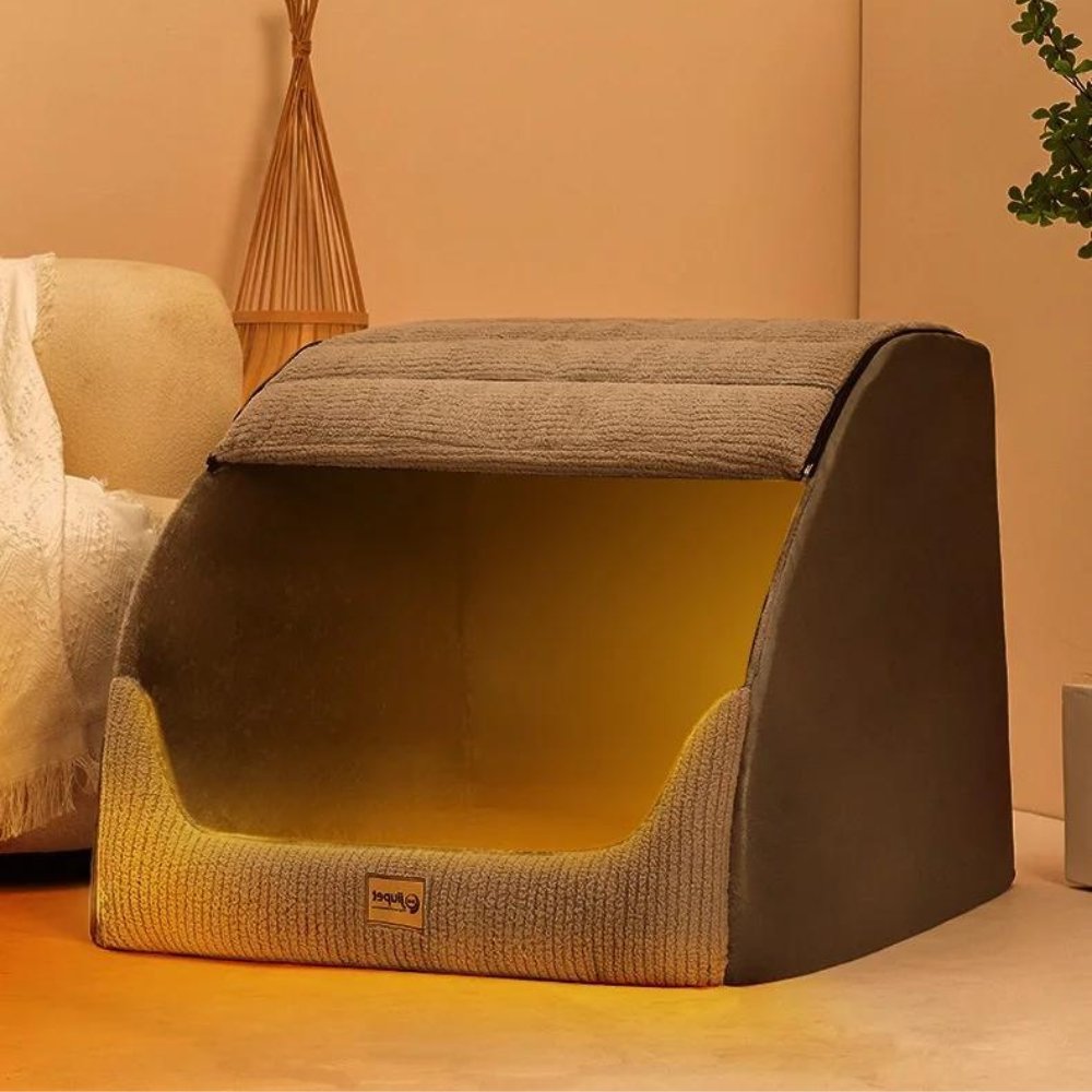 Den Dog Bed | PP Cotton & Sponge Fill | Enclosed | Zip-Off Washable Cover | 3 Sizes | Grey