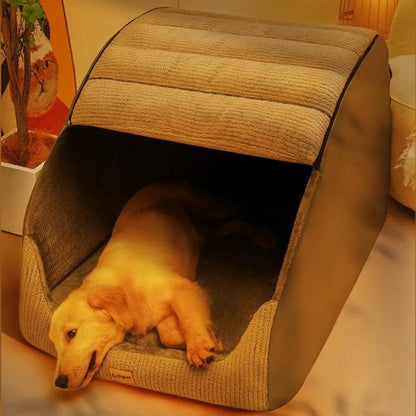 Den Dog Bed | PP Cotton & Sponge Fill | Enclosed | Zip-Off Washable Cover | 3 Sizes | Grey