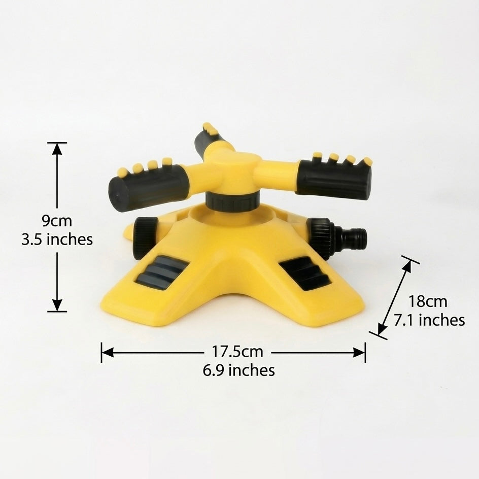 360° Rotating Garden Sprinkler | 4 Adjustable Nozzles | Expandable Reach | Hose Compatible