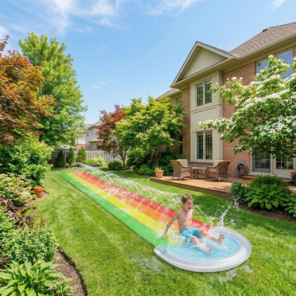 Garden Water Slide | 480×76cm | Built-In Spray | Splash Pool | No Inflation | Ages 8+