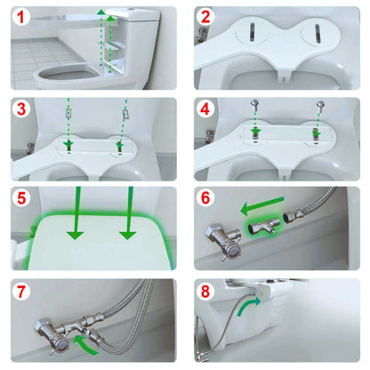 Cold Water Bidet Attachment | Dual Nozzle | Self-Cleaning | Rear & Front Wash | Fits Most Toilets