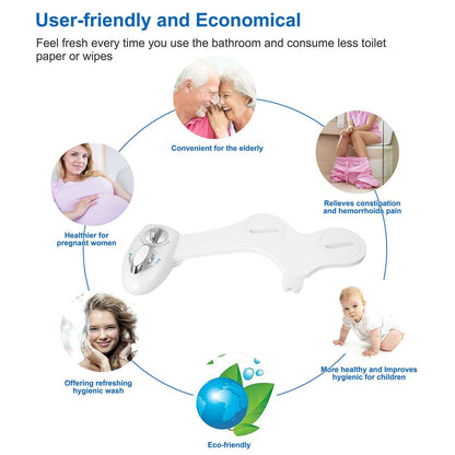 Cold Water Bidet Attachment | Dual Nozzle | Self-Cleaning | Rear & Front Wash | Fits Most Toilets