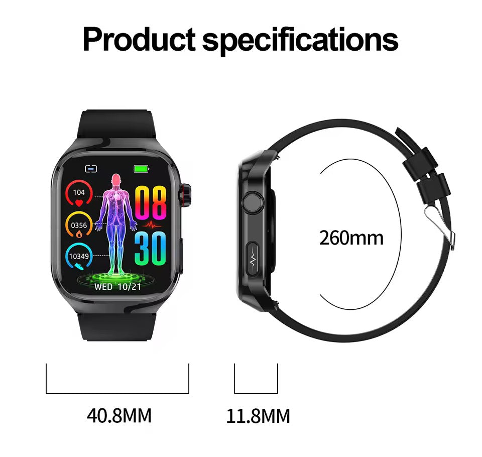 ECG Smart Watch | 2.04" AMOLED | IP68 | Bluetooth Calling | 650mAh | Heart Rate & Sleep