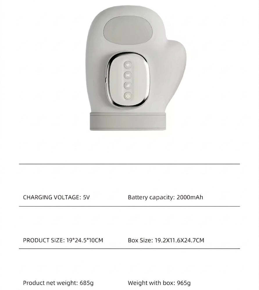 Air Compression Hand Massager | Heat | 3 Modes | 5 Intensity Levels | 2000mAh Rechargeable