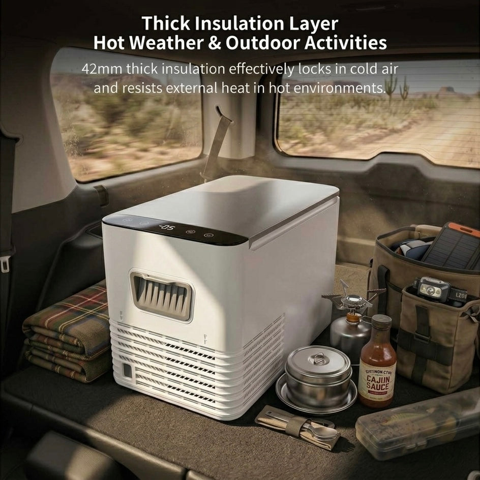 Portable Car Refrigerator | -18°C Compressor Cooling | 42mm Insulation | Car & Home Use