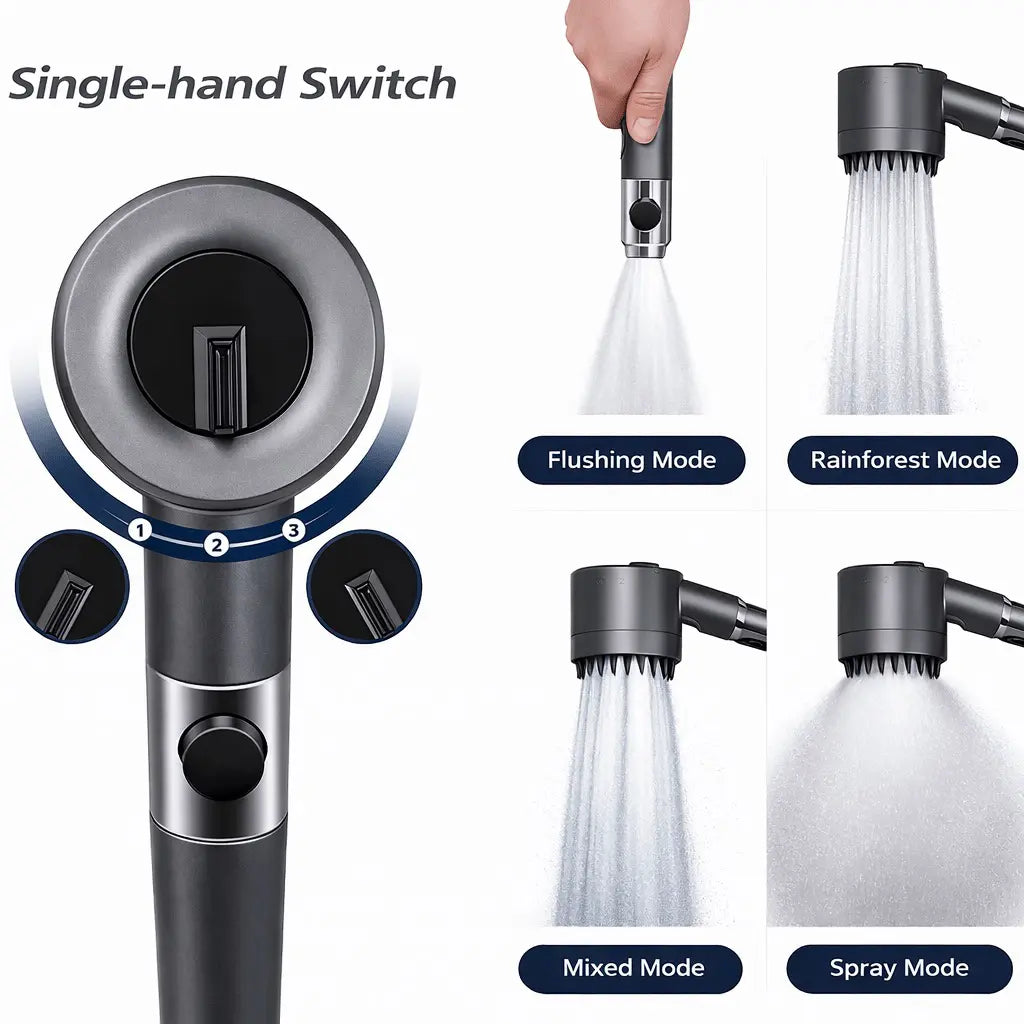 Filtered Shower Head Bundle | 2 Heads | 6 Replacement Filters | Stainless Steel Hose | High Pressure