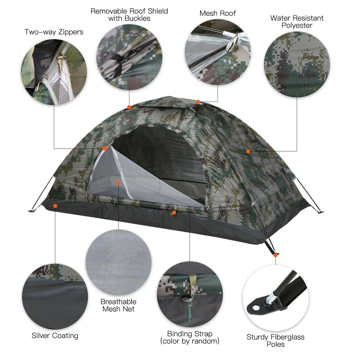 Camping Tent | 1-2 Person Ultralight | UPF 30+ Anti-UV Coating | Hiking & Beach