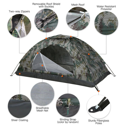 Camping Tent | 1-2 Person Ultralight | UPF 30+ Anti-UV Coating | Hiking & Beach
