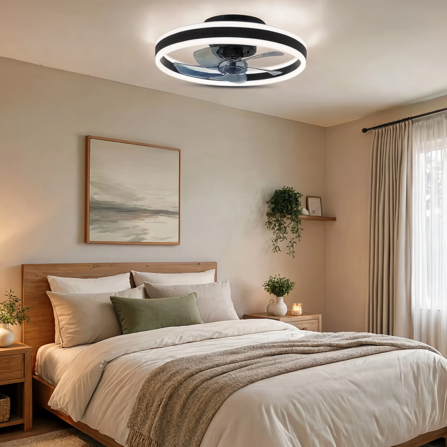 Ceiling Fan with LED Light | 50cm | 6 Speeds | 3 Colour Temperatures | Remote