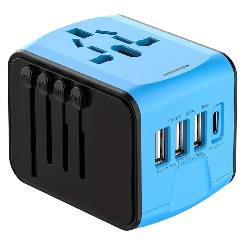 Universal Travel Adapter | 150+ Countries | USB Ports | Safety Shutters | 4 Colours